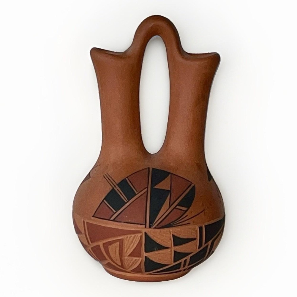 Vintage Native American Acoma Pueblo Pottery Wedding Vase Pot Signed GPR Romero